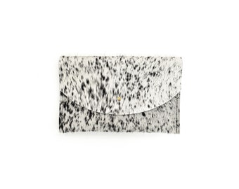 Bolsa de sobre de piel de vaca de sal y pimienta Bolso ? Funda de teléfono ? Bolsa de piel de vaca ? Embrague de piel de vaca