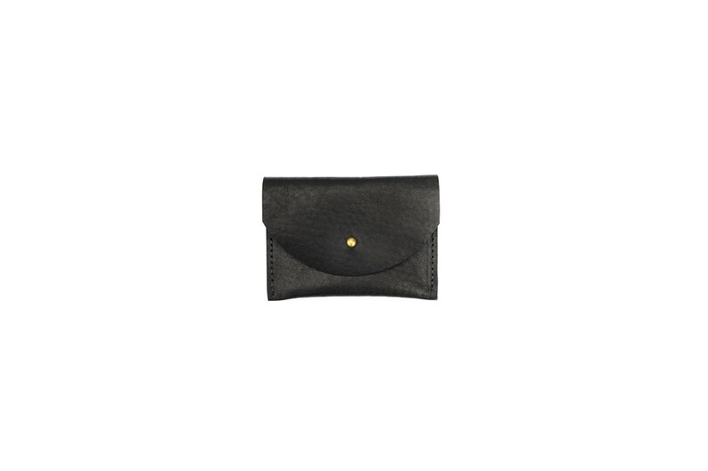 Black Leather Cardholder Wallet Coin Purse Envelope Pouch image 4