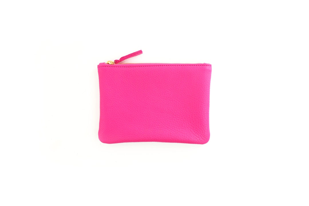 Pink Leather Pouch | Bag | Phone Case | Zipper Pouch - Etsy