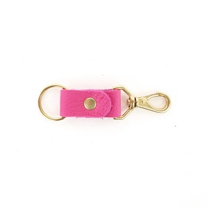 Pink Leather Keychain | Keyring | Trigger Clip