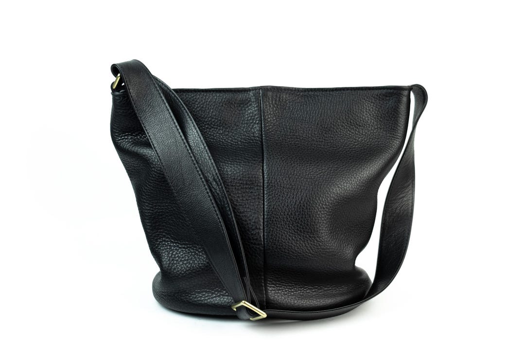 ブラックレザーバケットバッグ ブラックレザーバケットバッグ - Etsy 日本