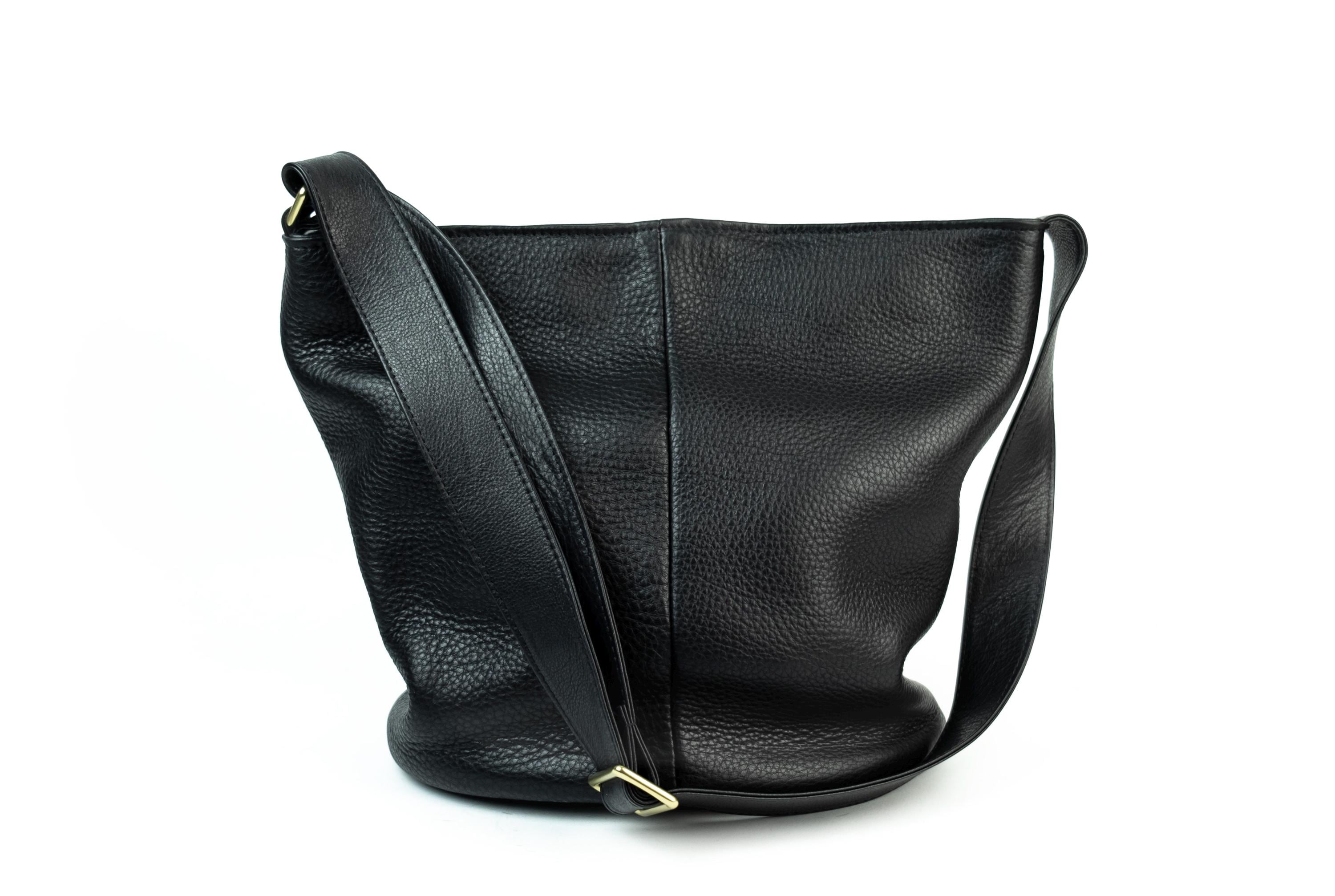 ブラックレザーバケットバッグ ブラックレザーバケットバッグ - Etsy 日本