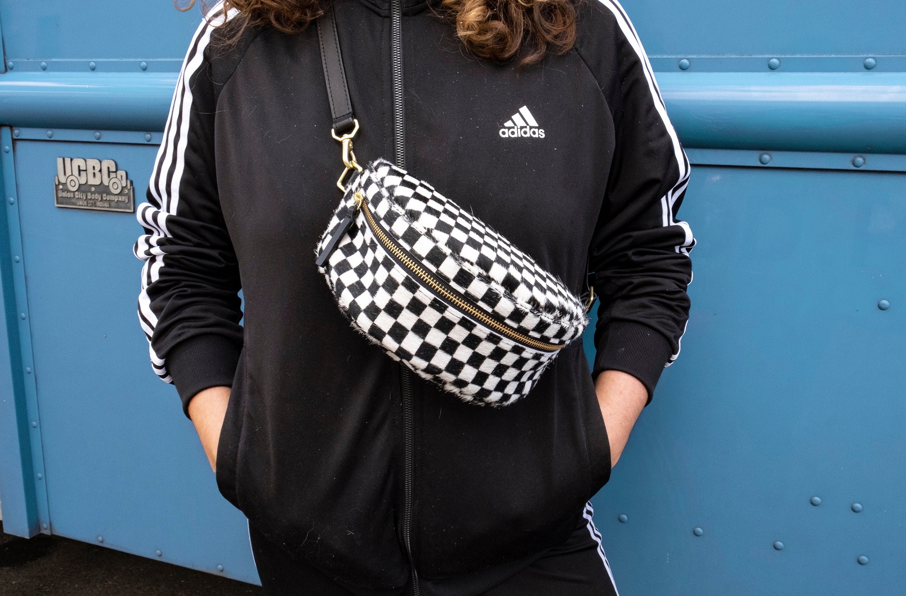 Checkered Print Cowhide Bum Bag Fanny Pack Etsy