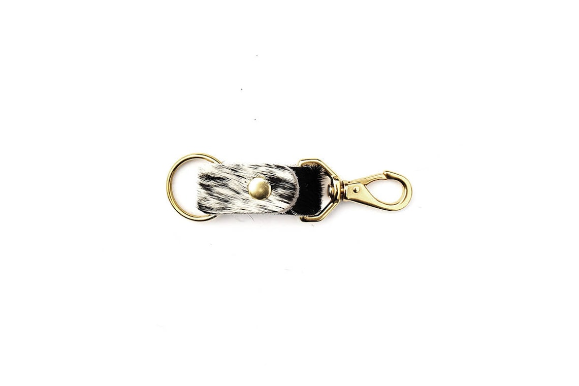 PRIMECUT Salt Pepper Cowhide Keychain Keyring Snap Clip Etsy