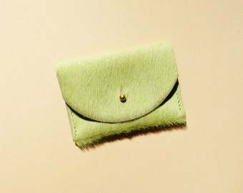 Lime Green Cowhide Cardholder | Wallet | Coin Purse | Envelope Pouch