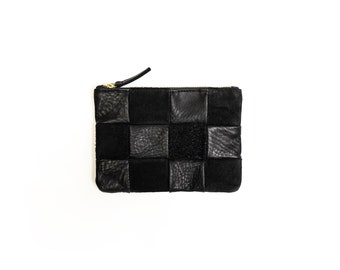 Bolso de patchwork de cuero a cuadros negro