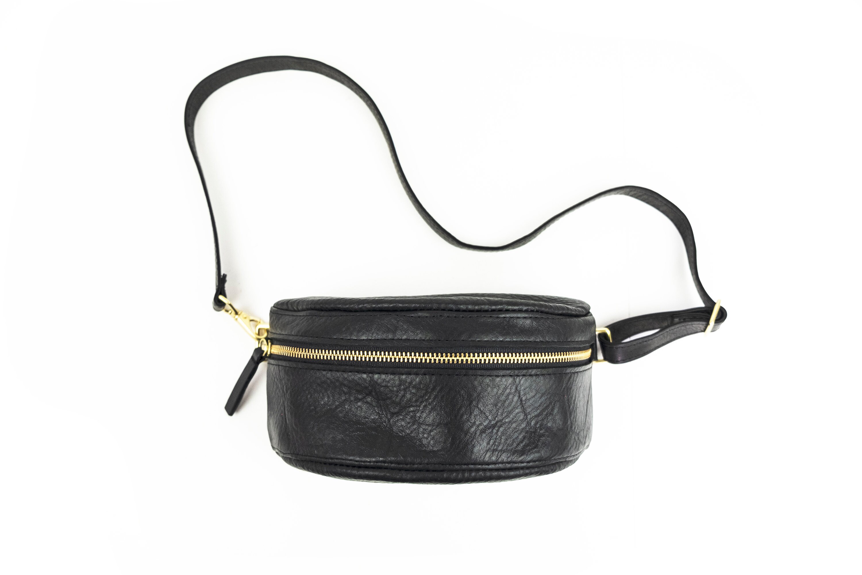 Mini Black Leather Fanny Pack - LaBanane Art XS Deco Black