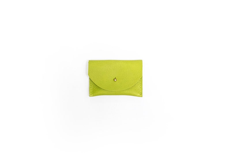 Lime Leather Cardholder Wallet Coin Purse Envelope Pouch image 4