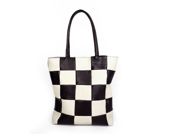 Checkered Leather Tote