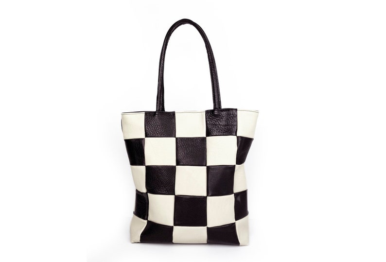 Checkered Leather Tote image 1