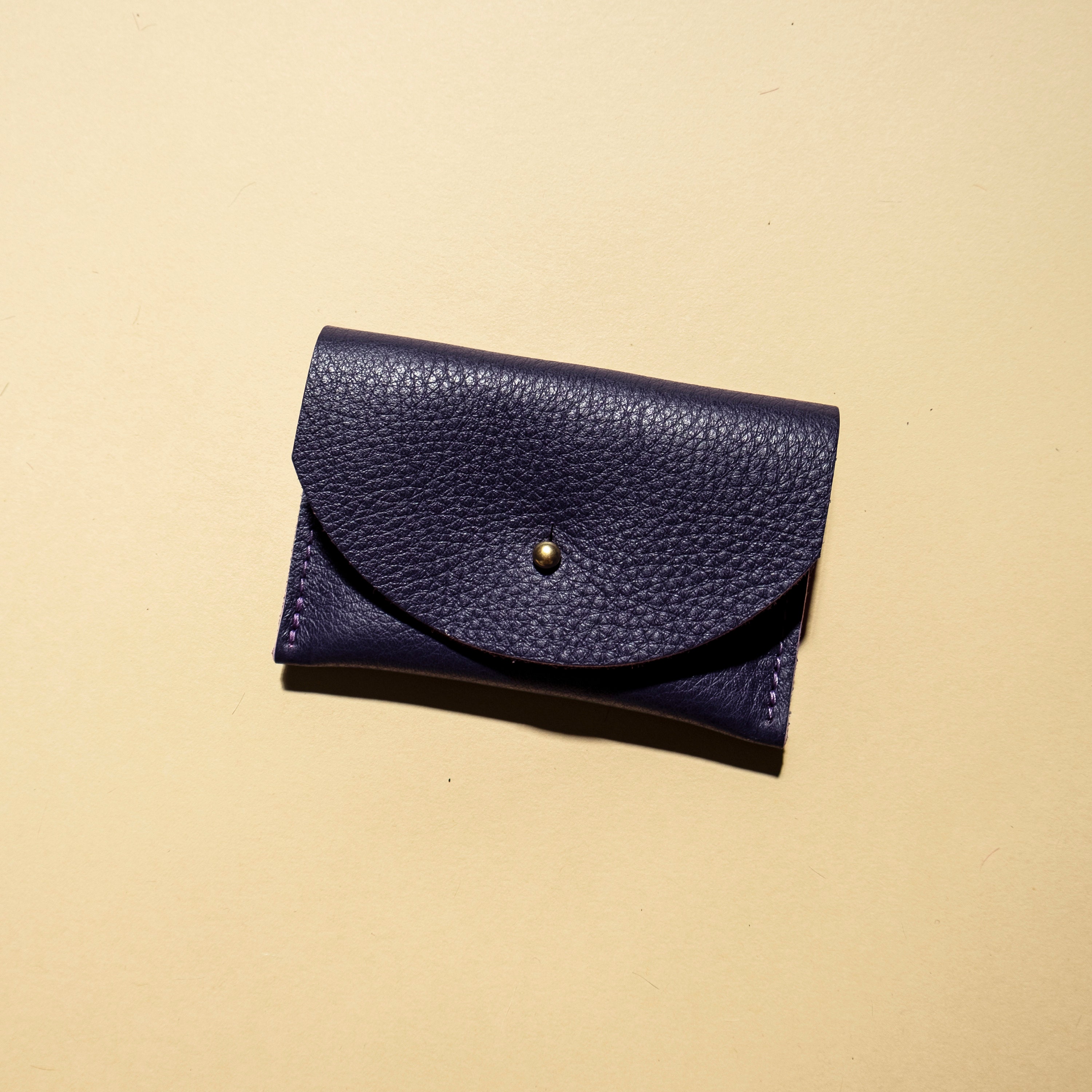 Portacarte/portafoglio/portamonete/busta in pelle viola uva