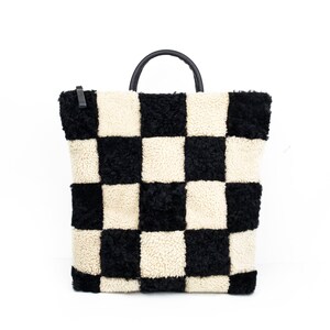 Shearling Checkerboard Backpack Handmade