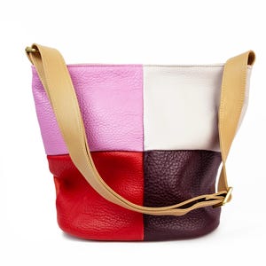 Regenbogen Karierte Leder Beuteltasche