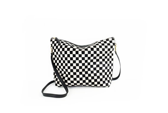 Black and white crossbody purse hotsell