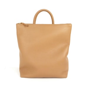 Tan Leather Backpack | Minimalist Backpack, Backpack Purse, Womens Backpack, Handmade, Leather Bag, Leather Carryall, Fashion Backpack