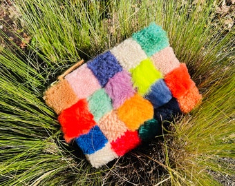 Scraps Patchwork Sheepskin Wallet | Bag | Purse | Clutch | Pouch