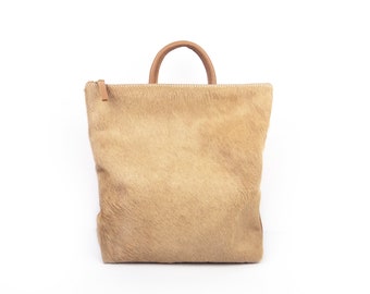 Caramel Hair on Hide Backpack - Cowhide | Handmade Bag | Minimalist