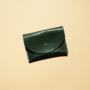 Kelp Green Leather Cardholder Wallet Coin Purse Envelope Pouch image 1