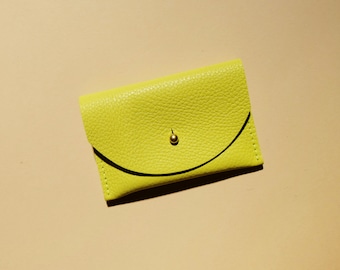 Chartreuse Leather Cardholder | Bag | Wallet | Coin Purse | Envelope Pouch