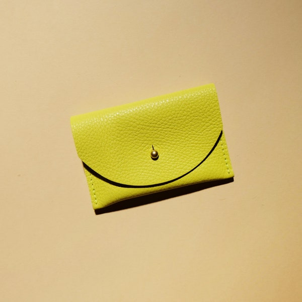 Chartreuse Leather Cardholder | Bag | Wallet | Coin Purse | Envelope Pouch