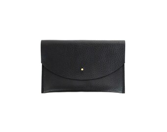 Black Leather Envelope Pouch | Bag | Phone Case | Leather Pouch | Black Leather Clutch