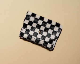 Checkered Cowhide Cardholder | Bag | Wallet | Coin Purse | Envelope Pouch