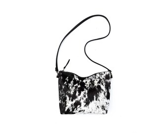 Bolso Crossbody de piel de vaca / Bolso / Mini Hobo / Sal y Pimienta