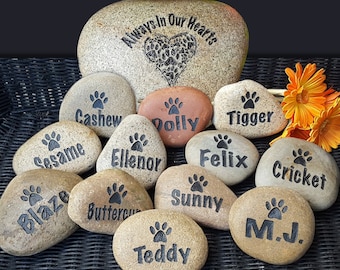 Colección personalizada de Pet Memorial Rock-Monumentos grabados personalizados para mascotas-God Rocks® Handmade Pet Memorials