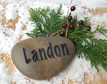 Roca con nombre individual / Roca grabada / Piedra de jardín / Roca para nietos / Regalo personalizado / God Rocks®