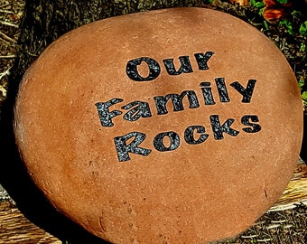 Our Family Rocks | Engraved Family Rock | Personalized Family Garden Rocks | God Rocks®