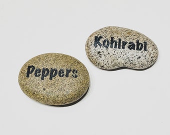 Marcadores de jardín personalizables-Marcador de plantas-Roca grabada-Marcador de jardín vegetal-Marcador de hierbas-Marcador de jardín grabado roca-flor
