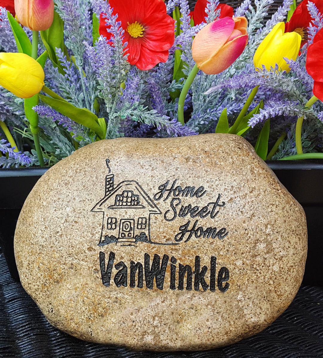 Home Sweet Home Rock Custom Engraved Family Name Rock Etsy