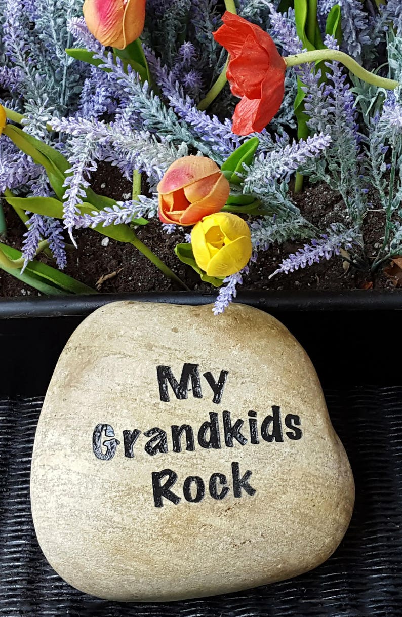 Gift for Grandma Garden Rocks Engraved My Grandkids Rock Etsy