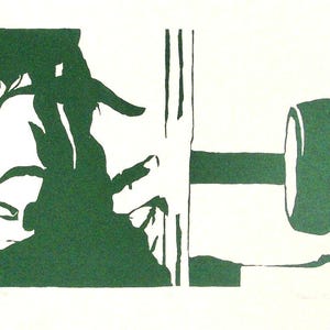 Single-Color, Green Screenprint, Printmaking