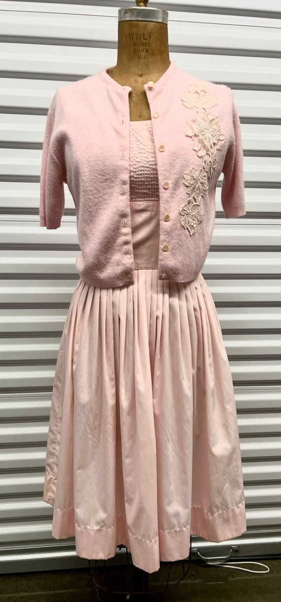 Vintage pink dress with cardigan L’aiglon dress - image 1