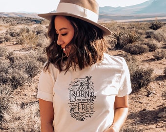 Born to be Free Tee | nature apparel | fly fishing | deer | rivers | retro graphic tee