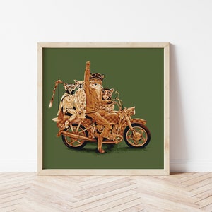 Fantastic Mr. Fox Wall Art Print | Wes Anderson Art Print | movie inspired art gift | movie art print | wall art | motorcycle | fox