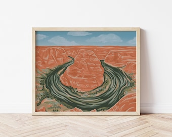 Horseshoe Bend Wall Art Print | Glen Canyon Park Poster | Grand Canyon Artwork | Abstract Landscape | USA Travel | Arizona Decor | western