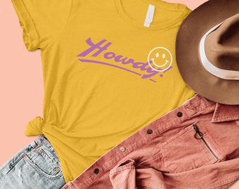 Howdy Tee | retro apparel | Texas western graphic tee | vintage | smiley face