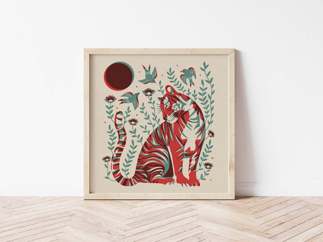 Vintage Tiger Art Print: Retro Nature Wall Decor - Etsy