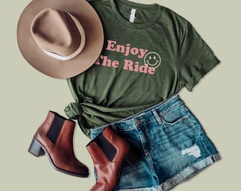Enjoy The Ride Tee | retro vintage apparel | smiley face | hipster graphic tee