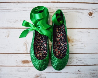 green sparkly shoes