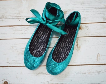 teal ballet shoes