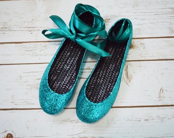 teal ballerina flats