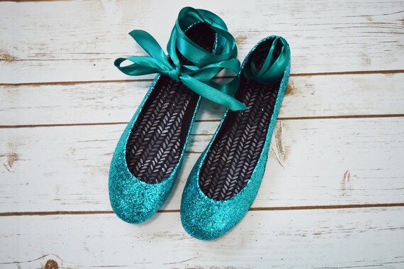 flat teal shoes