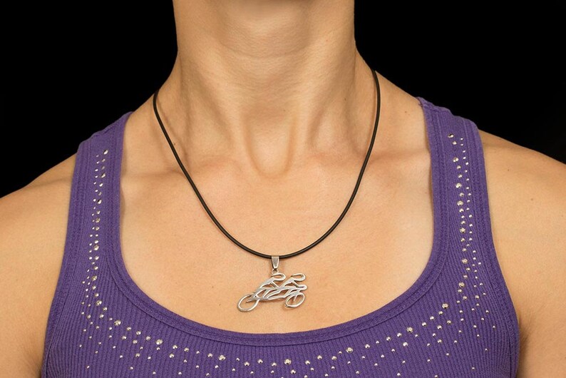 High Polished Tandem Bicycle Pendant Stainless Steel Shiny Etsy