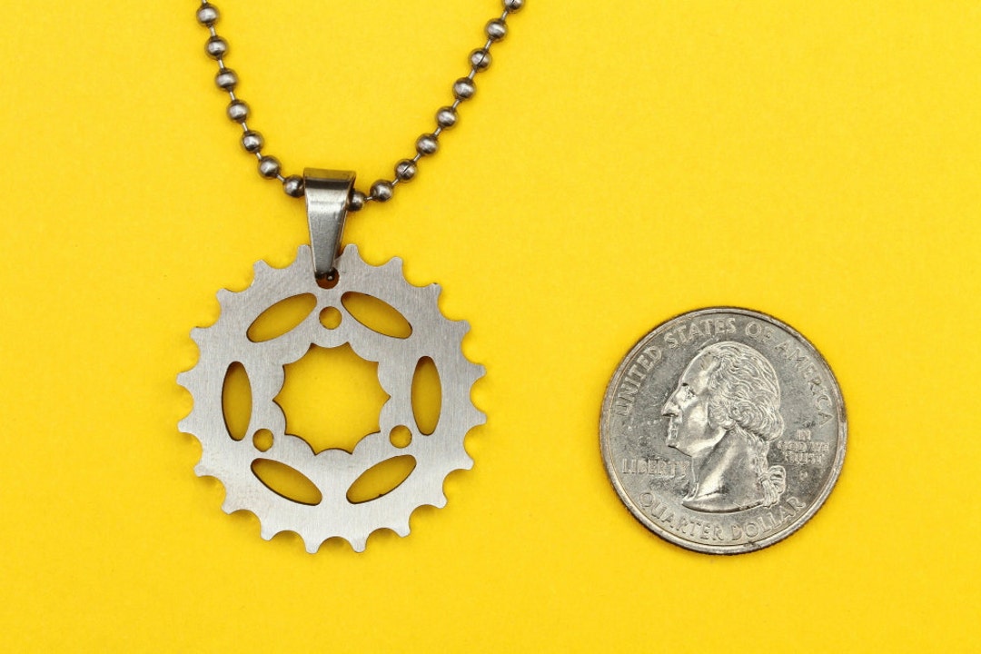 Bicycle Chain Wheel Pendant Stainless Steel Matte Finish Bike Etsy
