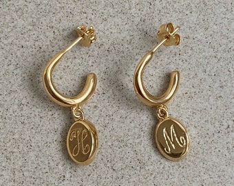 Signet hoop earrings