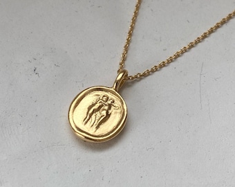 Psyche and Eros necklace, Lovers necklace, Ancient greek, Gold necklace