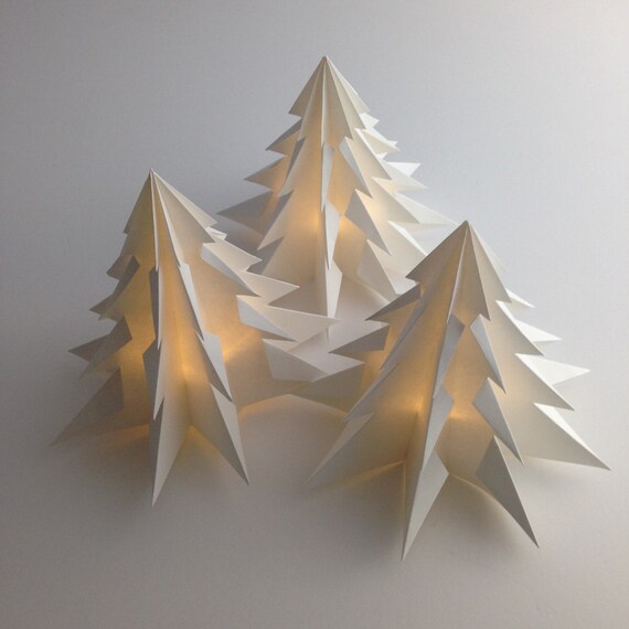 3 Pack Christmas Tree Decoration Or Gift Led Warm Light White Paper Lantern Minimal Elegant Christmas Decor